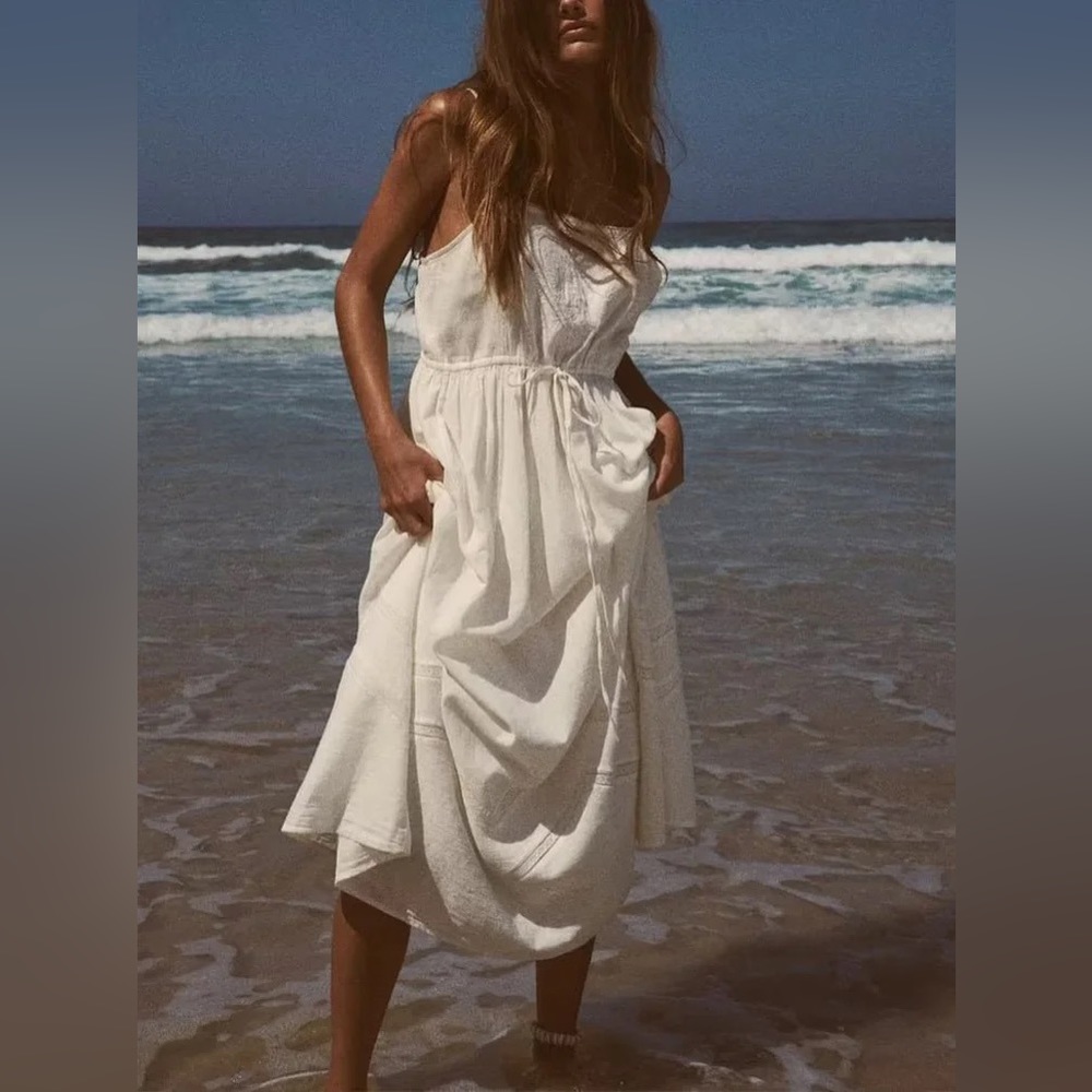 White Cotton Summer Embroidered Effortless Dress